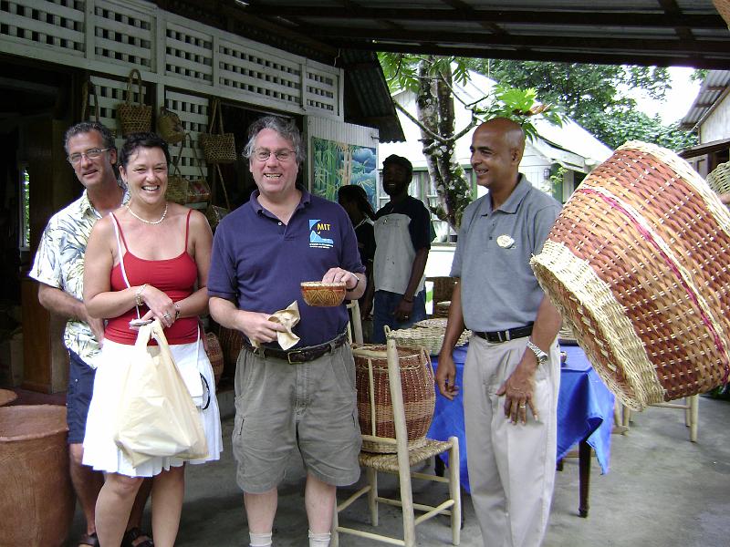 Library - 4904.jpg - With friends Pat and Claudia, from Montreal, at small shop on way to Soufriere. Driver Christian at right.